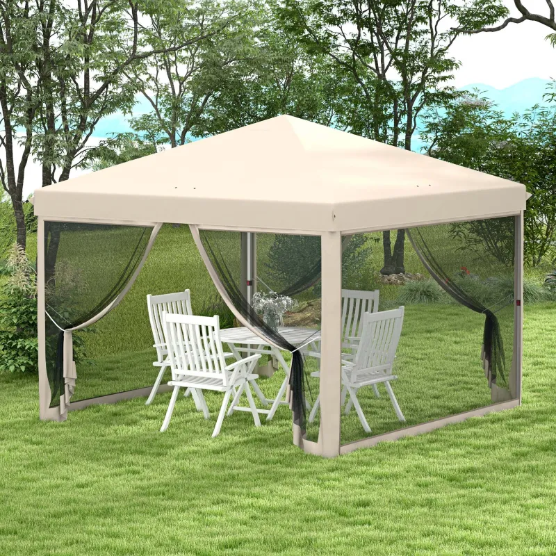 Cenador de Jardín 3x3 m con Mosquiteras Anti-UV Marco de Acero y Bolsa de Transporte para Patio Terraza Fiesta B... - Ogal.Es