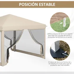 Cenador de Jardín 3x3 m con Mosquiteras Anti-UV Marco de Acero y Bolsa de Transporte para Patio Terraza Fiesta B... - Ogal.Es