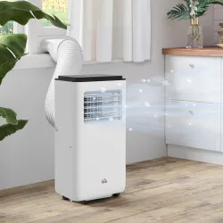 Aire Acondicionado Portátil 10000 BTU 2900W Enfriador Ventilador Deshumidificador 5 en 1 33x28x70,4 cm Blanco - Ogal.Es