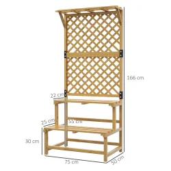 Soporte para Plantas de 2 Niveles con Celosía Enrejado con 2 Estantes de Madera para Jardín Terraza 75x50x166 cm... - Ogal.Es