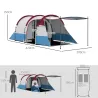 Tienda de Campaña para 2 Personas con 2 Habitaciones y Bolsa de Transporte Impermeable 420x200x150 cm Multicolor - Ogal.Es