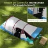 Tienda de Campaña para 2 Personas con 2 Habitaciones y Bolsa de Transporte Impermeable 420x200x150 cm Multicolor - Ogal.Es
