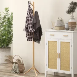 Perchero de Pie de Madera Forma de Árbol con 8 Ganchos para Colgar Ropa Bolsos en Pasillo Entrada 40x40x165 cm N... - Ogal.Es