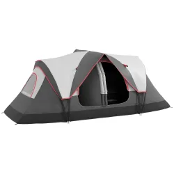 Tienda de Campaña Plegable con 2 Habitaciones y Bolsa de Transporte Impermeable para Senderismo 450x215x180 cm Gris - Ogal.Es