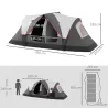 Tienda de Campaña Plegable con 2 Habitaciones y Bolsa de Transporte Impermeable para Senderismo 450x215x180 cm Gris - Ogal.Es