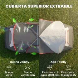 Tienda de Campaña Plegable con 2 Habitaciones y Bolsa de Transporte Impermeable para Senderismo 450x215x180 cm Gris - Ogal.Es
