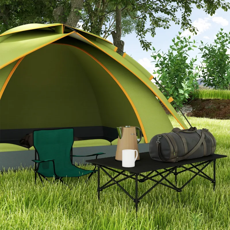 Mesa de Camping Plegable con Encimera Enrollable y Bolsa Mesa de Pícnic Portátil para Acampar 95x55x50cm Negro - Ogal.Es