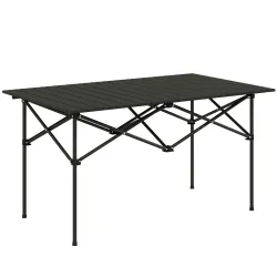 Mesa de Camping Plegable con Encimera Enrollable y Bolsa Mesa de Pícnic Portátil para Acampar 95x55x50cm Negro - Ogal.Es