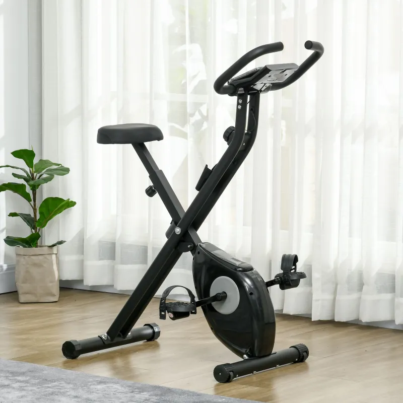 Bicicleta Estática Plegable con 8 Niveles de Resistencia Magnética Pantalla LCD y Asiento Regulable 43x85x109cm ... - Ogal.Es