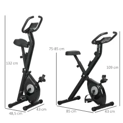 Bicicleta Estática Plegable con 8 Niveles de Resistencia Magnética Pantalla LCD y Asiento Regulable 43x85x109cm ... - Ogal.Es