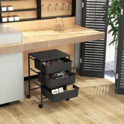 Carrito Auxiliar con Ruedas con 3 Cestas para Almacenamiento y Marco de Acero para Cocina Baño 40,8x33,5x60,5 cm... - Ogal.Es