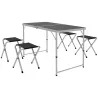 Mesa de Camping Plegable Tipo Maletín con 4 Taburetes plegables Mesa 120x60x55-70 cm y Taburetes 33x28x37 cm Negro - Ogal.Es