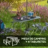 Mesa de Camping Plegable Tipo Maletín con 4 Taburetes plegables Mesa 120x60x55-70 cm y Taburetes 33x28x37 cm Negro - Ogal.Es