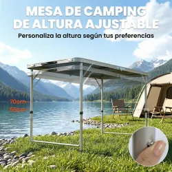 Mesa de Camping Plegable Tipo Maletín con 4 Taburetes plegables Mesa 120x60x55-70 cm y Taburetes 33x28x37 cm Negro - Ogal.Es