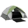 Tienda de Campaña Plegable para 2 Personas con Ventana y Bolsa Impermeable 3000 mm 210x150x110 cm Gris y Verde - Ogal.Es