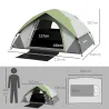 Tienda de Campaña Plegable para 2 Personas con Ventana y Bolsa Impermeable 3000 mm 210x150x110 cm Gris y Verde - Ogal.Es