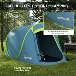 Tienda de Campaña para 2 Personas Tienda Acampada Impermeable de 2000 mm con Bolsa de Transporte 245x148x105 cm ... - Ogal.Es