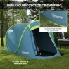 Tienda de Campaña para 2 Personas Tienda Acampada Impermeable de 2000 mm con Bolsa de Transporte 245x148x105 cm ... - Ogal.Es