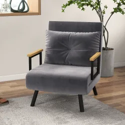 Sofá Cama Individual Plegable Silla Cama Convertible 4 en 1 Respaldo Ajustable de 5 Niveles y Almohada 63x73x81 ... - Ogal.Es