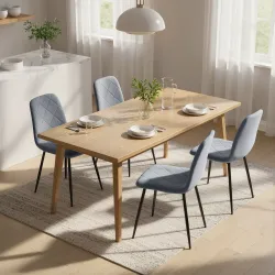 Juego de 4 Sillas de Comedor Tapizadas en Terciopelo con Patas de Acero para Salón 45x54x87 cm Gris - Ogal.Es