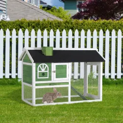 Jaula para Conejos Grande 120x60x79 cm con Techo Asfáltico Bandeja Extraíble Escalera y Chimenea para Exterior V... - Ogal.Es