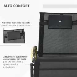 Tumbona Mecedora con Reposacabezas Reposabrazos y Marco Metálico Carga 120 kg para Interior y Exterior 155x61x88... - Ogal.Es