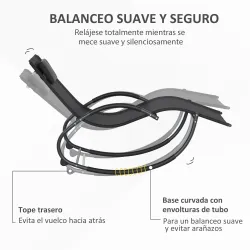 Tumbona Mecedora con Reposacabezas Reposabrazos y Marco Metálico Carga 120 kg para Interior y Exterior 155x61x88... - Ogal.Es