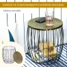 Juego de 3 Mesas Auxiliares Apilables para Jardín de Estilo Industrial Mesas de Metal con Encimera Imitación Rat... - Ogal.Es