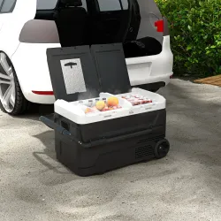 Nevera Portátil 40L con Doble Zona Refrigerador de Coche -20℃-20℃ 12/24V DC y 100-240V AC 80x47,5x46,6cm Negro - Ogal.Es