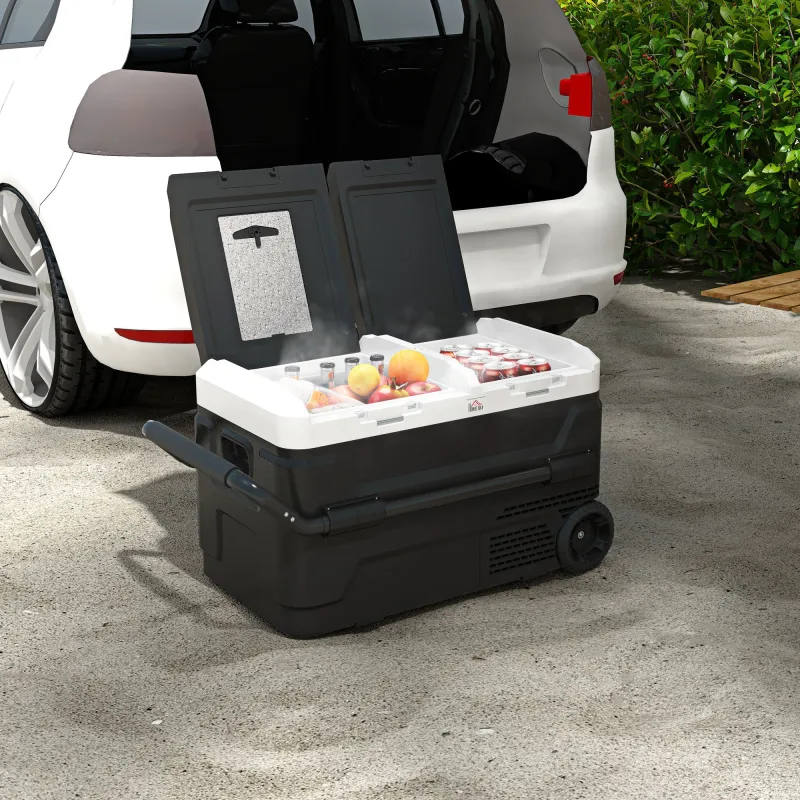 Nevera Portátil 40L con Doble Zona Refrigerador de Coche -20℃-20℃ 12/24V DC y 100-240V AC 80x47,5x46,6cm Negro - Ogal.Es