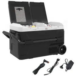 Nevera Portátil 40L con Doble Zona Refrigerador de Coche -20℃-20℃ 12/24V DC y 100-240V AC 80x47,5x46,6cm Negro - Ogal.Es