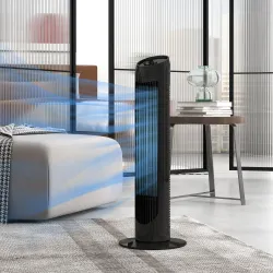 Ventilador de Torre 45W Ventilador Vertical Silencioso con 3 Velocidades Oscilación 70° para Salón Ø27x75 cm Negro - Ogal.Es