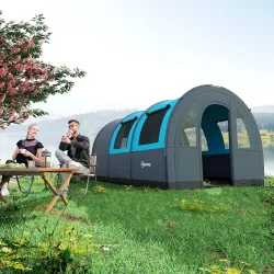 Tienda de Campaña Plegable para 3 Personas con 2 Habitaciones y Bolsa de Transporte Impermeable 480x260x200 cm Gris - Ogal.Es