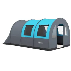Tienda de Campaña Plegable para 3 Personas con 2 Habitaciones y Bolsa de Transporte Impermeable 480x260x200 cm Gris - Ogal.Es