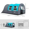 Tienda de Campaña Plegable para 3 Personas con 2 Habitaciones y Bolsa de Transporte Impermeable 480x260x200 cm Gris - Ogal.Es