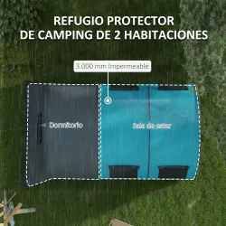 Tienda de Campaña Plegable para 3 Personas con 2 Habitaciones y Bolsa de Transporte Impermeable 480x260x200 cm Gris - Ogal.Es