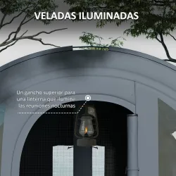 Tienda de Campaña Plegable para 3 Personas con 2 Habitaciones y Bolsa de Transporte Impermeable 480x260x200 cm Gris - Ogal.Es