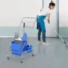Carro de Limpieza Profesional con Cubo de Fregado Extraíble de 25 Litros y Escurridor de Prensa 72x49,5x95 cm Azul - Ogal.Es