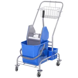 Carro de Limpieza Profesional con Cubo de Fregado Extraíble de 25 Litros y Escurridor de Prensa 72x49,5x95 cm Azul - Ogal.Es