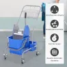 Carro de Limpieza Profesional con Cubo de Fregado Extraíble de 25 Litros y Escurridor de Prensa 72x49,5x95 cm Azul - Ogal.Es