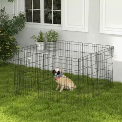 Corralito para Perros de 8 Paneles 76x61 cm Forma Personalizada con Puerta y Doble Cerradura para Jardín Patio N... - Ogal.Es