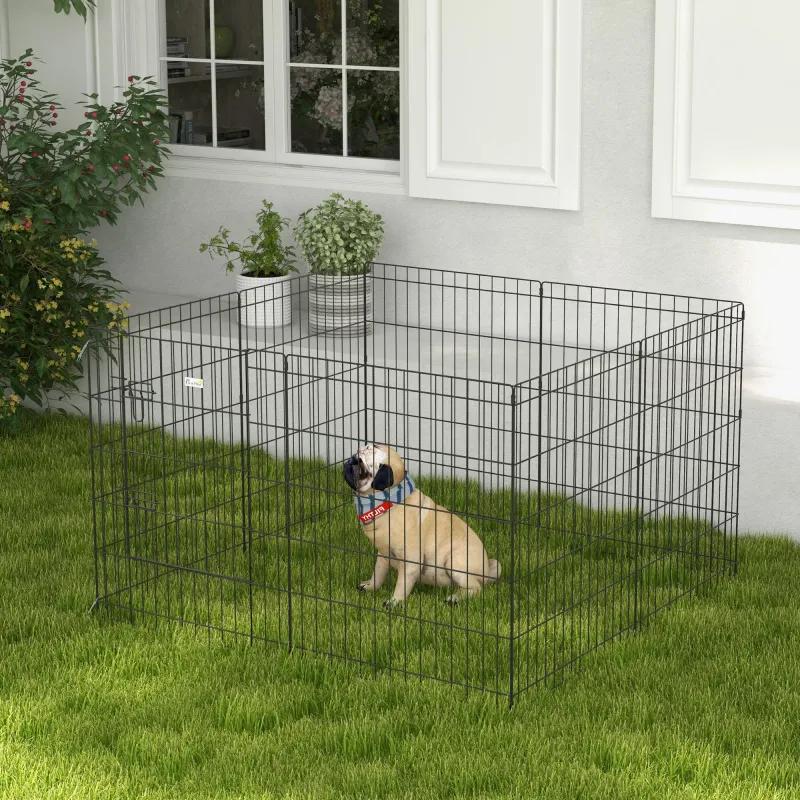 Corralito para Perros de 8 Paneles 76x61 cm Forma Personalizada con Puerta y Doble Cerradura para Jardín Patio N... - Ogal.Es