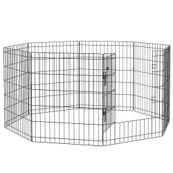 Corralito para Perros de 8 Paneles 76x61 cm Forma Personalizada con Puerta y Doble Cerradura para Jardín Patio N... - Ogal.Es