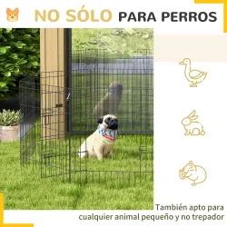 Corralito para Perros de 8 Paneles 76x61 cm Forma Personalizada con Puerta y Doble Cerradura para Jardín Patio N... - Ogal.Es