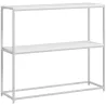 Mesa de Entrada con Estante Abierto y Estructura de Acero Antivuelco para Salón Pasillo 100x30x87 cm Blanco - Ogal.Es
