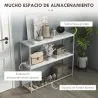 Mesa de Entrada con Estante Abierto y Estructura de Acero Antivuelco para Salón Pasillo 100x30x87 cm Blanco - Ogal.Es