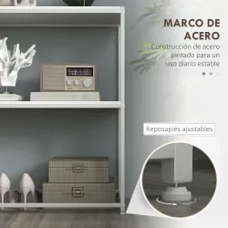 Mesa de Entrada con Estante Abierto y Estructura de Acero Antivuelco para Salón Pasillo 100x30x87 cm Blanco - Ogal.Es