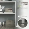 Mesa de Entrada con Estante Abierto y Estructura de Acero Antivuelco para Salón Pasillo 100x30x87 cm Blanco - Ogal.Es