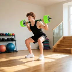 Kit de Gimnasio 6 en 1 con Barra de Pesas Mancuernas Kettlebell para Entrenamiento de Fuerza en Casa Color Verde... - Ogal.Es