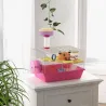 Jaula para Hámster con Cuenco Bebedero Rueda de Ejercicio Torre de Observación y Casita 34x27x25 cm Rosa - Ogal.Es